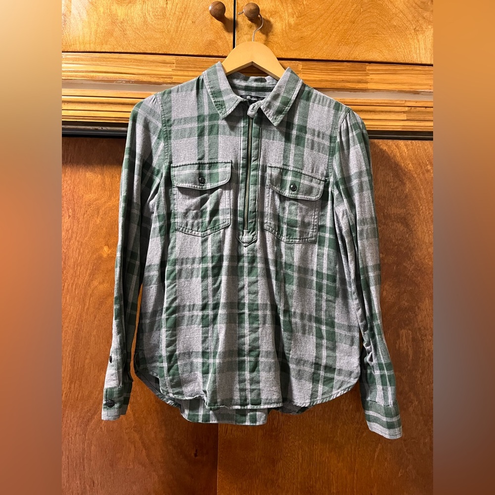 Madewell Flannel Zip-Front Popover Shirt in Washburn Plaid